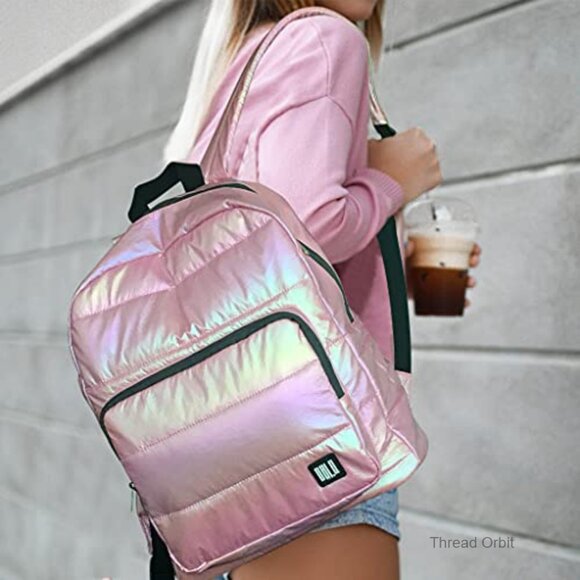 Small Quilted Nylon Backpack Purse, Water Resistant Daypack, Lightweight